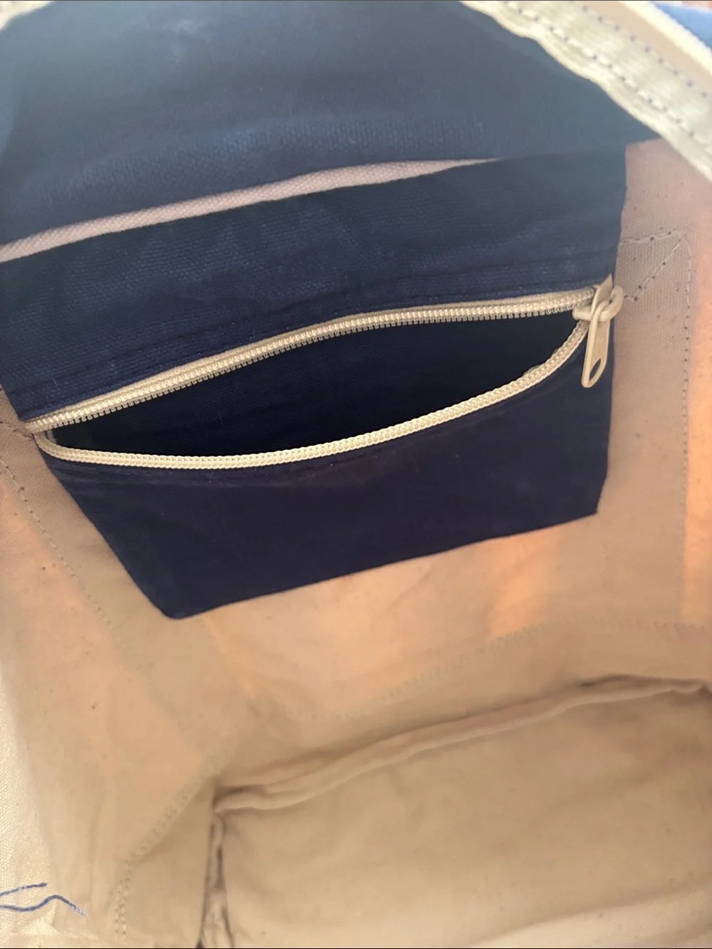 G.H. Bass & Co. Cream and Navy Canvas Tote
